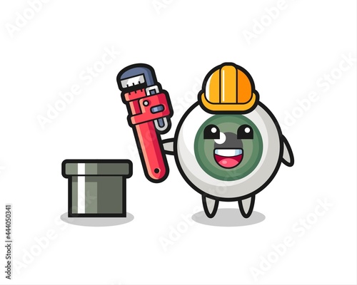 Character Illustration of eyeball as a plumber