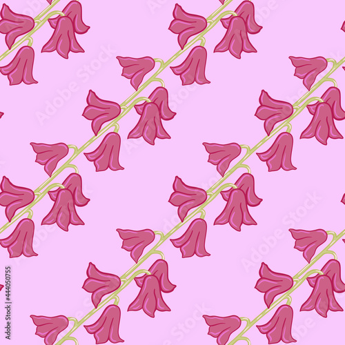 Decorative spring style seamless pattern with bell flowers shapes print. Pink colors botanic cute artwork.