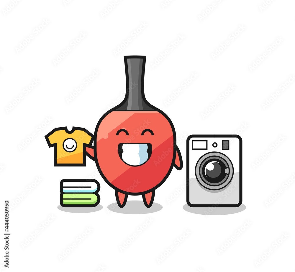 Mascot cartoon of table tennis racket with washing machine Mascot cartoon of table tennis racket with washing machine