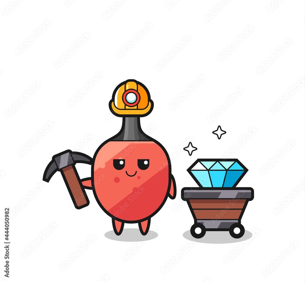 Character Illustration of table tennis racket as a miner Character Illustration of table tennis racket as a miner