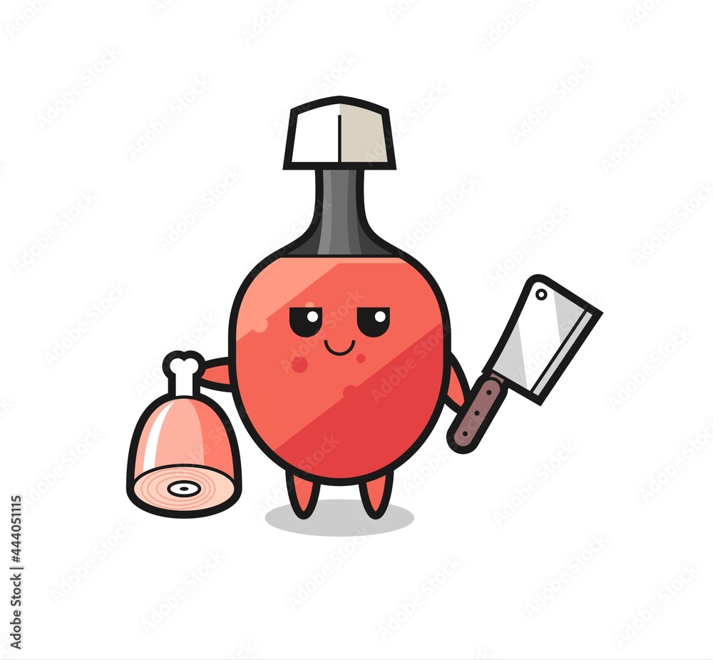 Illustration of table tennis racket character as a butcher Illustration of table tennis racket character as a butcher