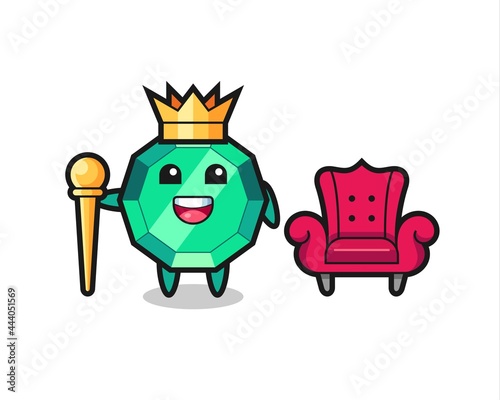 Mascot cartoon of emerald gemstone as a king