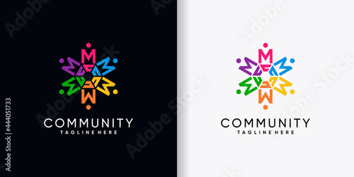 Community logo design initial letter M with creative concept