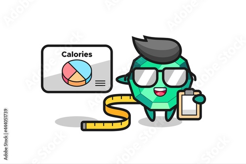 Illustration of emerald gemstone mascot as a dietitian