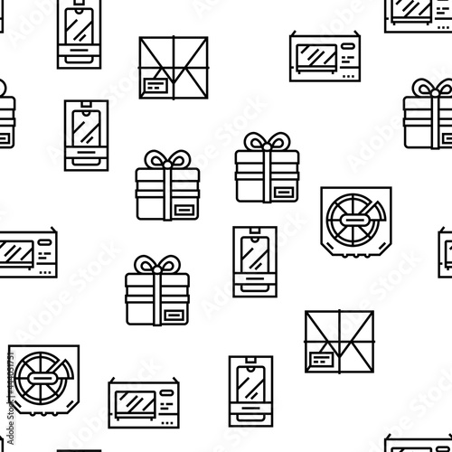 Box Carton Container Vector Seamless Pattern Thin Line Illustration