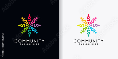 Community logo design initial letter S with creative concept