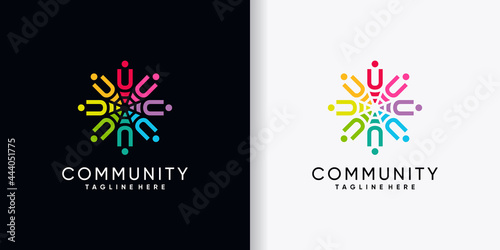 Community logo design initial letter U with creative concept