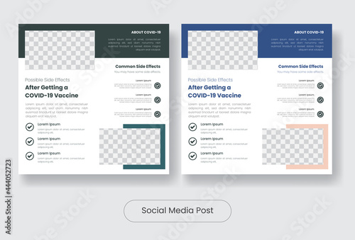Covid 19 vaccine information social media post banner template set