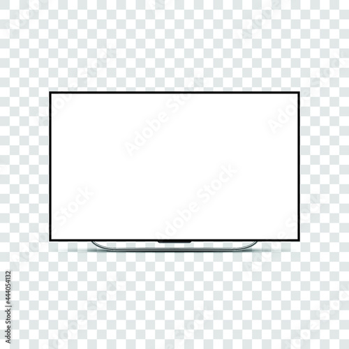 4K TV flat screen lcd or oled, plasma, realistic illustration, White blank monitor mockup. wide flatscreen monitor isolated on transparent background