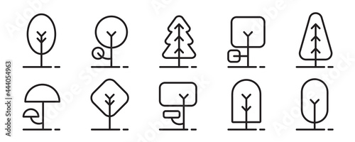 Minimalist Lineart Trees Icon Set - Amazing vector icon of trees suitable for website, apps, icon, nature sign and illustration in general - Vector Icon