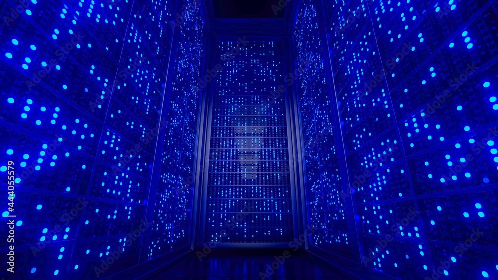 Server racks in server interior room data center. Server room center ...