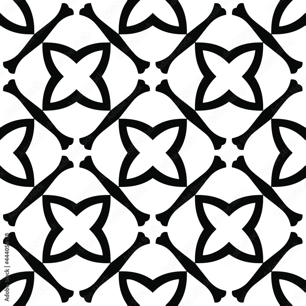 Naklejka premium floral seamless pattern background.Geometric ornament for wallpapers and backgrounds. Black and white pattern.