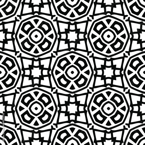  floral seamless pattern background.Geometric ornament for wallpapers and backgrounds. Black and white pattern.