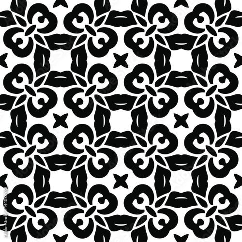  floral seamless pattern background.Geometric ornament for wallpapers and backgrounds. Black and white pattern. © t2k4