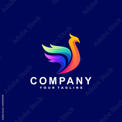 bird color gradient logo design