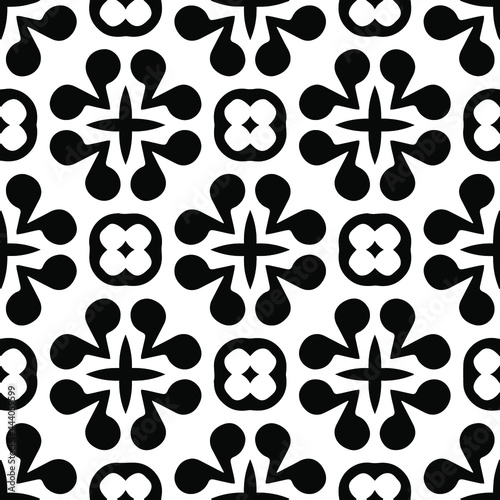 floral seamless pattern background.Geometric ornament for wallpapers and backgrounds. Black and white   pattern.