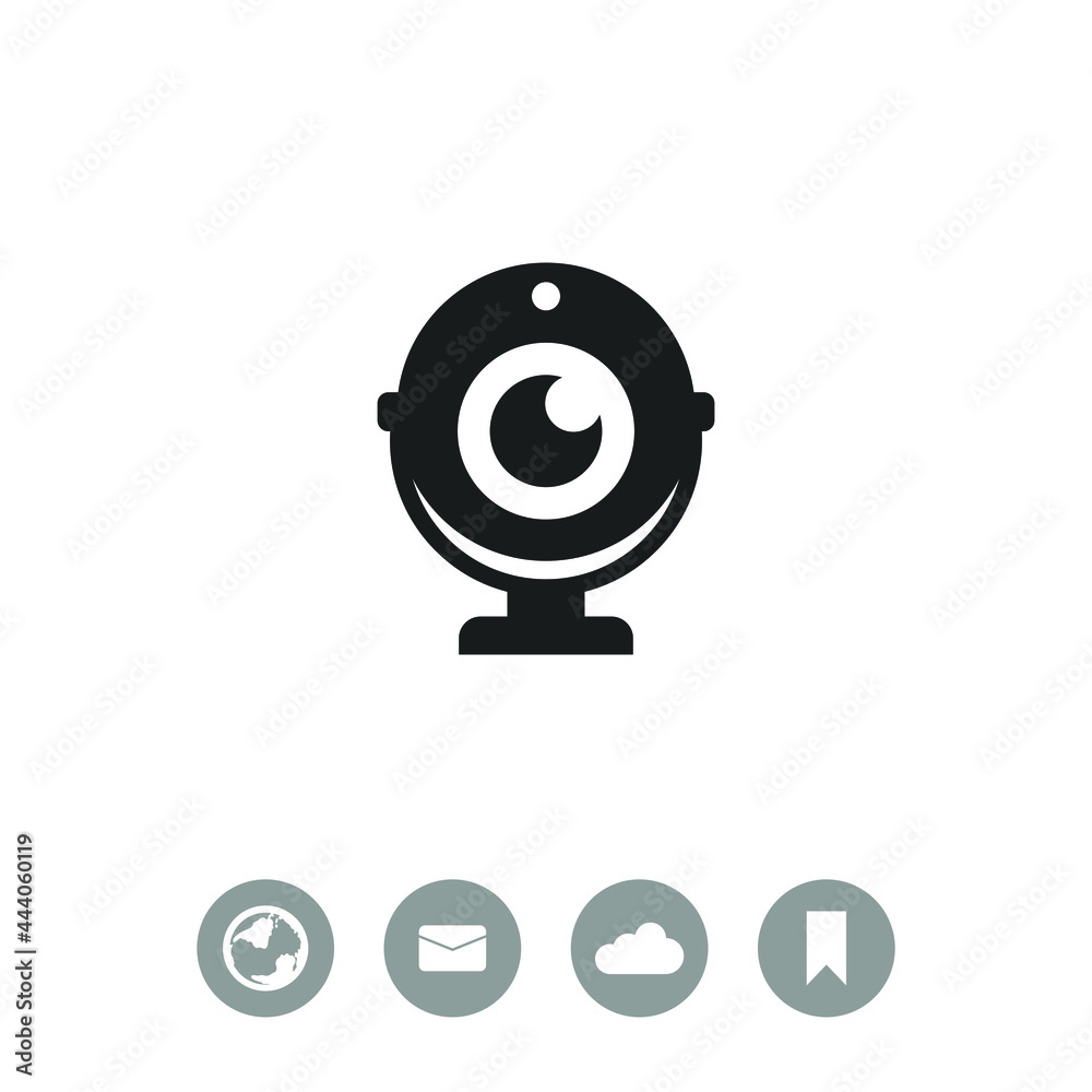 Webcam vector icon. Camera chat symbol. Webcam vector icon. Camera chat symbol.