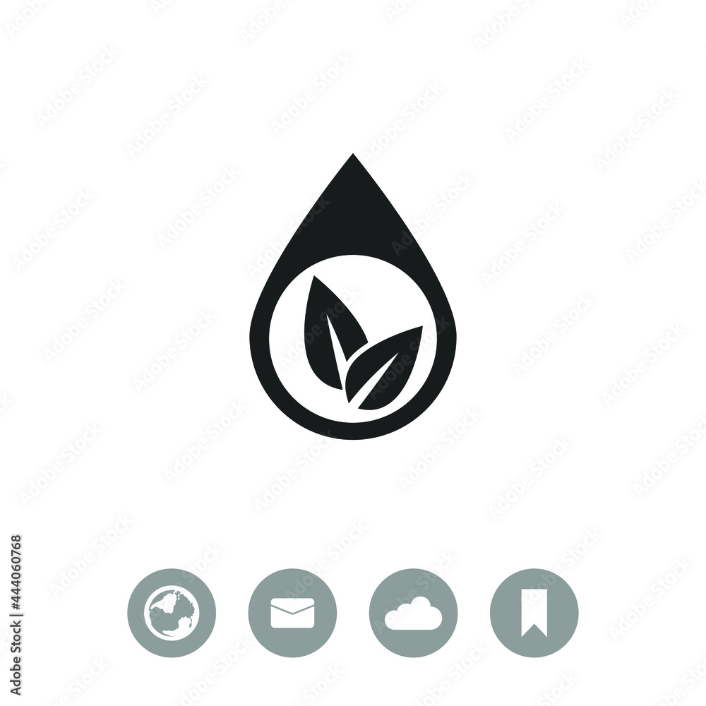 Fototapeta premium Eco water drop vector icon. Sprout in drop symbol. Ecological symbol.