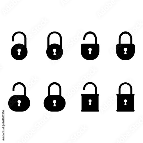 Padlock Icon set. Various padlock vector graphic illustration. 