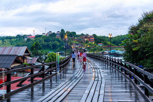 Принти на полотні Mon Bridge or Longest wooden bridge in Sangklaburi Kanchanaburi, Thailand