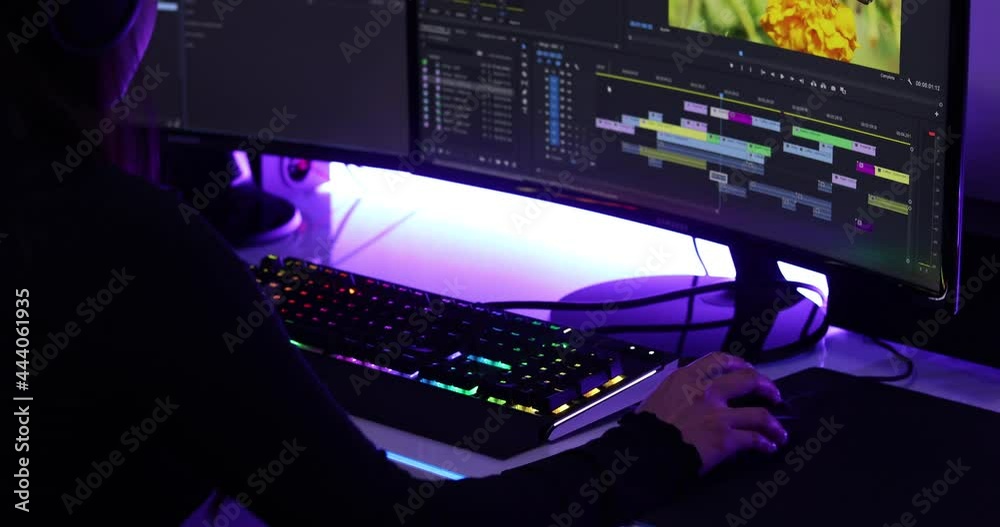 Girl editing a video on premiere pro