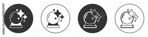 Black Magic ball icon isolated on white background. Crystal ball. Circle button. Vector