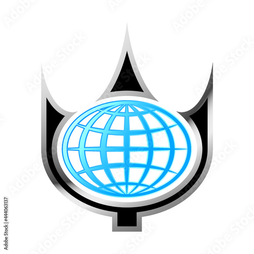 sharp trident with world vector illustration