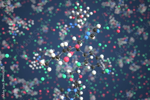 Molecule of propiconazole, conceptual molecular model. Scientific 3d rendering photo