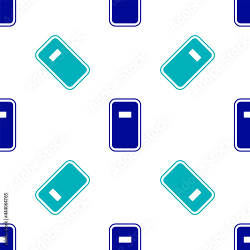 Blue Police assault shield icon isolated seamless pattern on white background. Vector