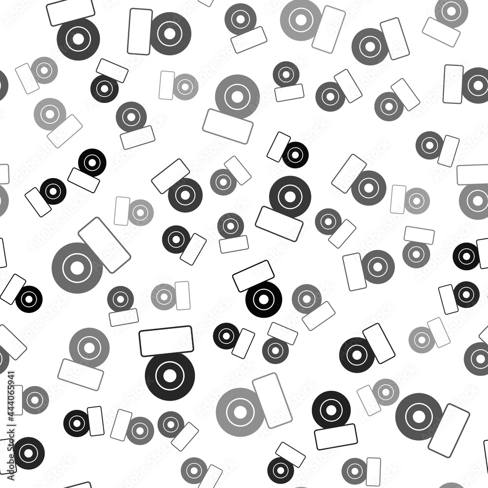 Black Skateboard wheel icon isolated seamless pattern on white background.  Skate wheel. Vector Stock Vector | Adobe Stock