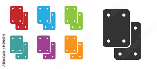 Black Knee pads icon isolated on white background. Extreme sport. Skateboarding, bicycle, roller skating protective gear. Set icons colorful. Vector