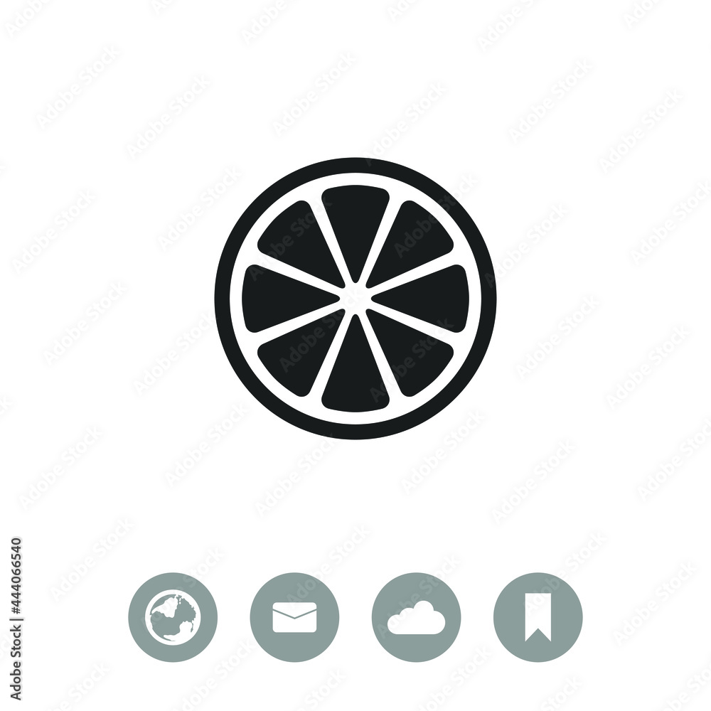 Orange or lemon slice vector icon.