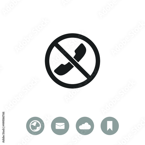 Forbidden call vector icon. Telephone not allow sign. No phone icon.