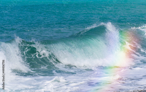 Surf wave with rainbow colour 