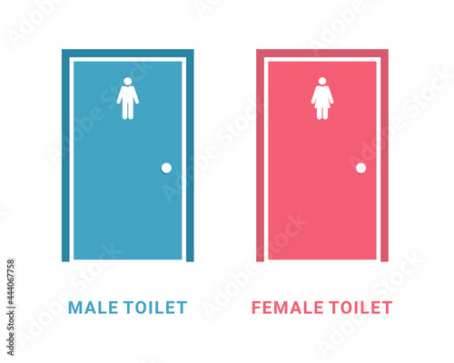 Male and female toilet door sign. Public bathroom door. Illustration vector