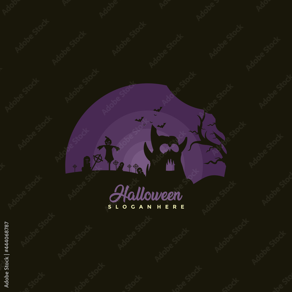 happy hallowen logo template design Vector illustration