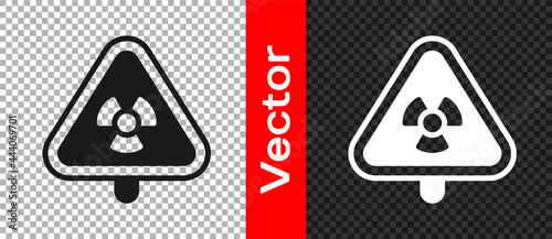 Black Triangle sign with radiation symbol icon isolated on transparent background. Vector