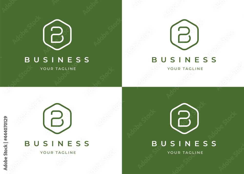 Minimalist letter B logo design template with geometric shape, vector illustration