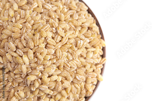 Bowl of Barley Wheat Isolated on a White Background
