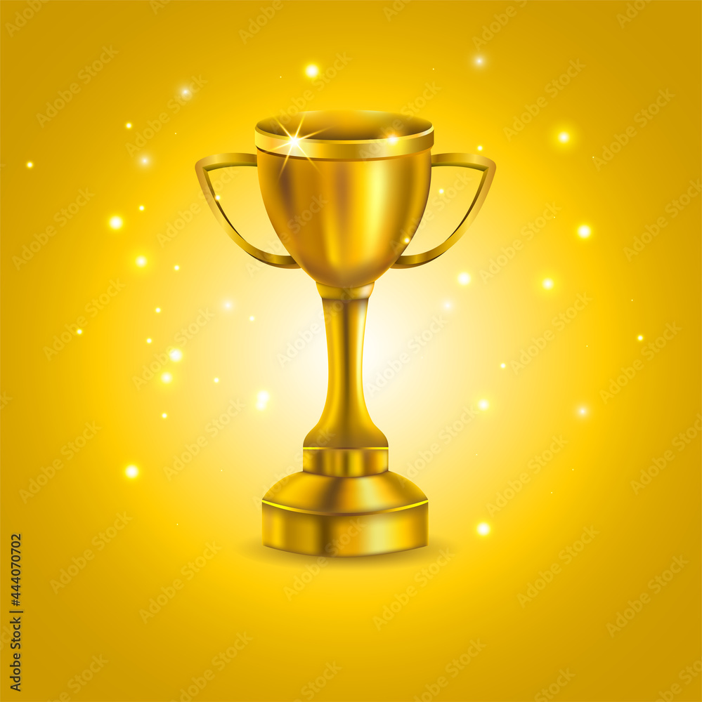 Trophy cup. Champion trophy, shiny golden cup, sport award. Winner prize, champions realistic vector illustration Trophy cup. Champion trophy, shiny golden cup, sport award. Winner prize, champions realistic vector illustration
