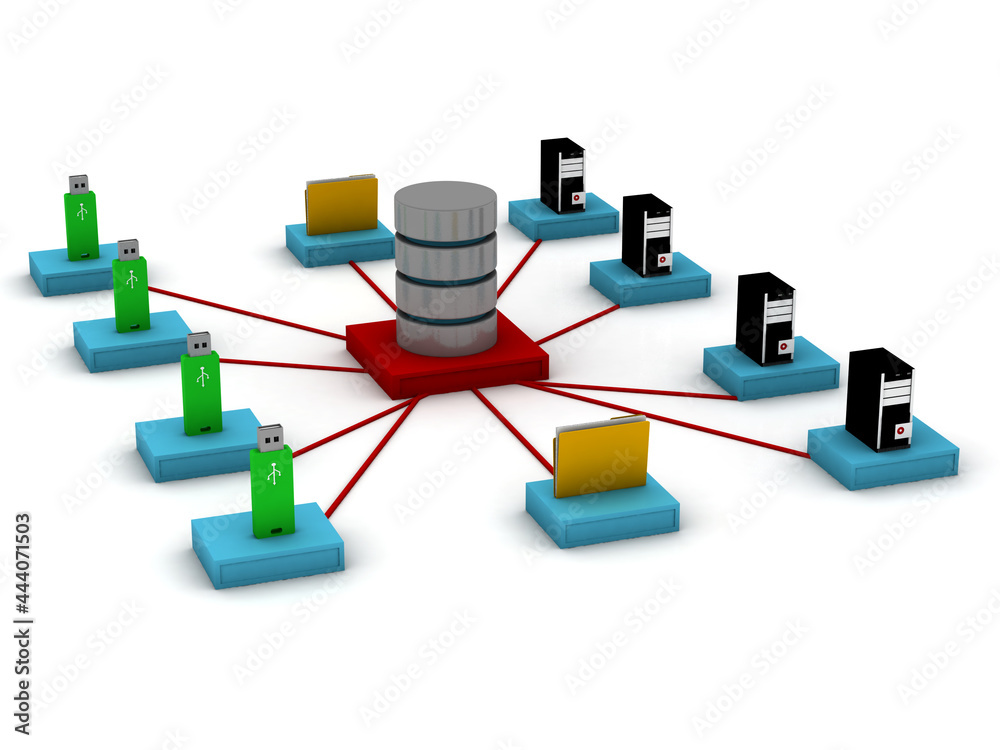 database storage concept on servers . 3D image database storage concept on servers . 3D image