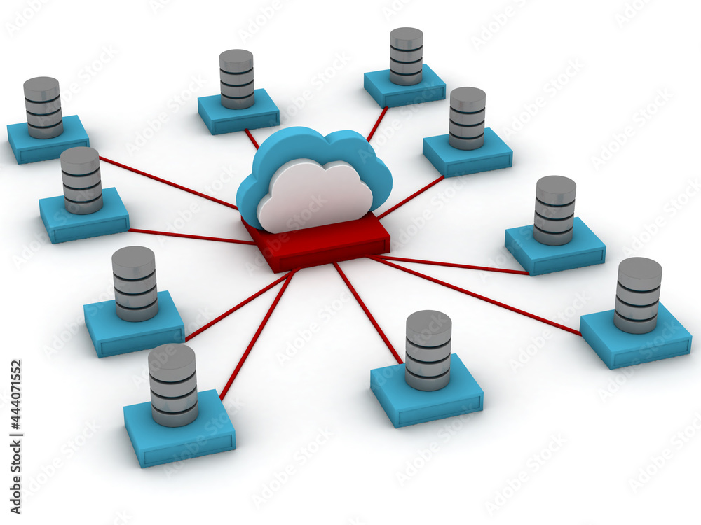 database storage concept on servers . 3D image database storage concept on servers . 3D image