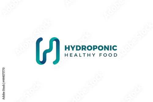 Letter H hydroponic healthy food business logo    