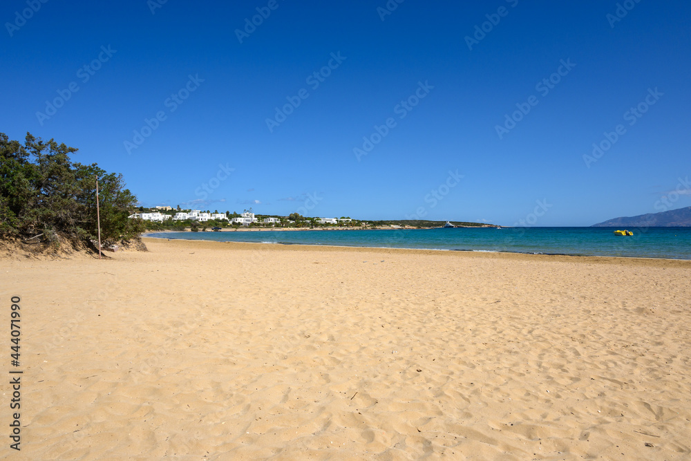 Santa Maria beach with soft sand on Paros island, Cyclades, Greece