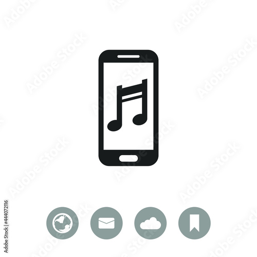 Smartphone with music symbol vector icon.