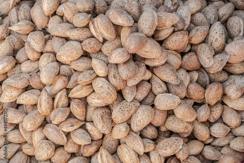 background with heap of shelled almonds
