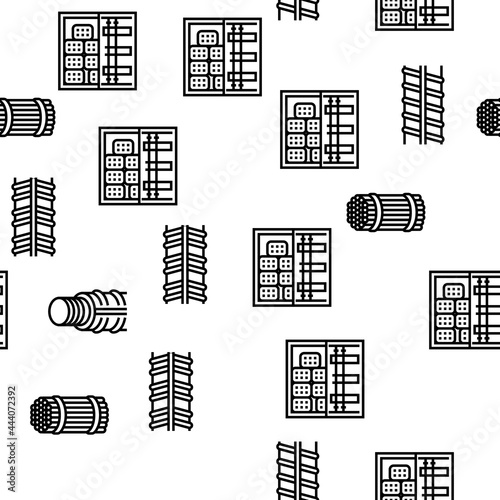 Rebar Construction Vector Seamless Pattern Thin Line Illustration