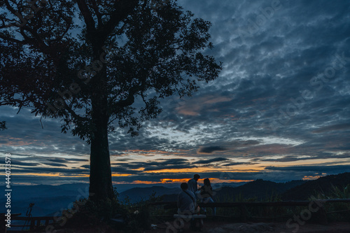 Sunset in the Mountains at Doi Pui Viewpoint Doi Suthep-Pui National Park Chiang Mai