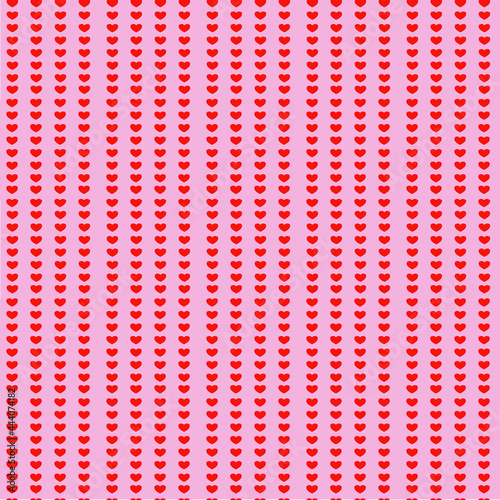 Seamless pattern, little red heart on pink background