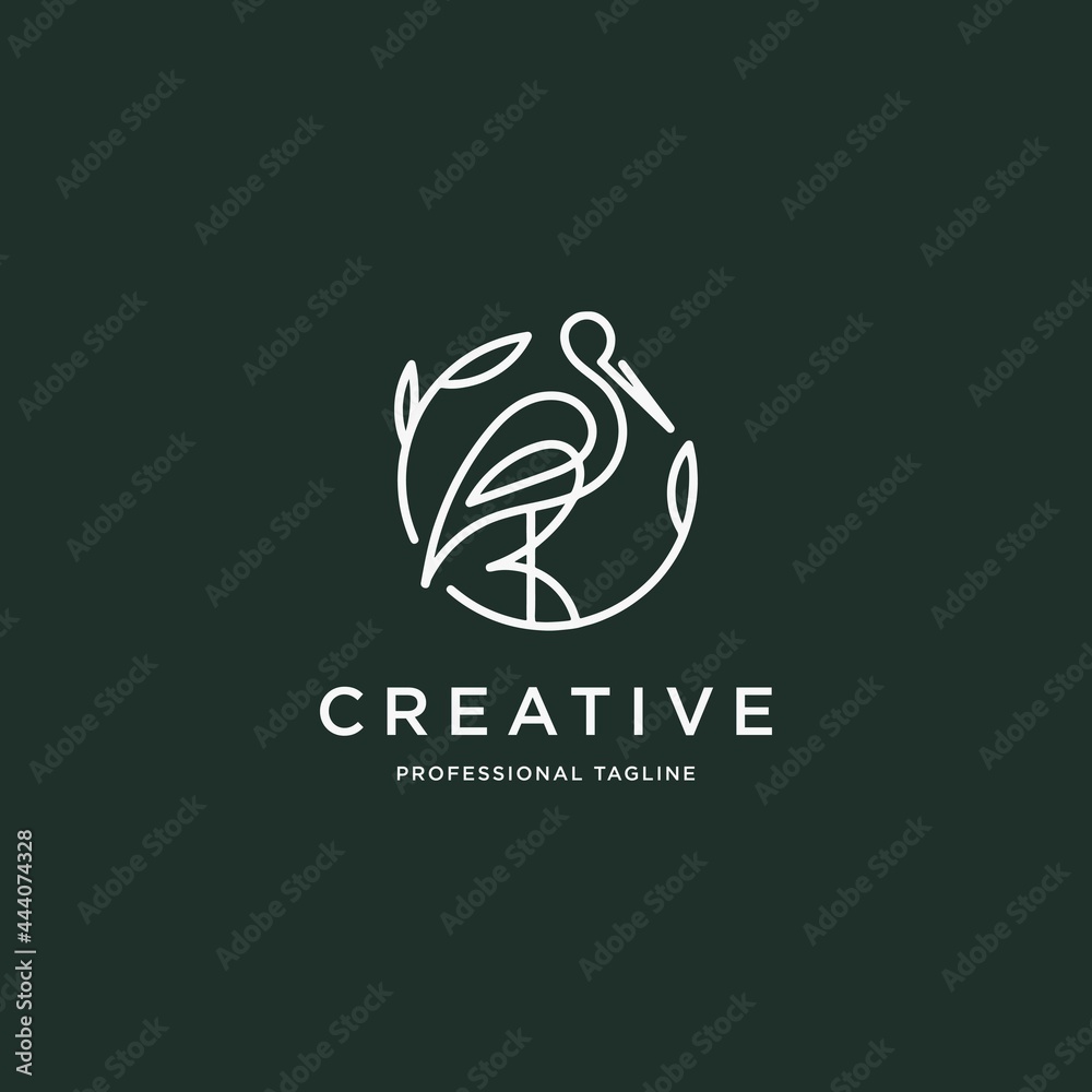 bird leaf logo vector icon template download line art outline bird leaf logo vector icon template download line art outline
